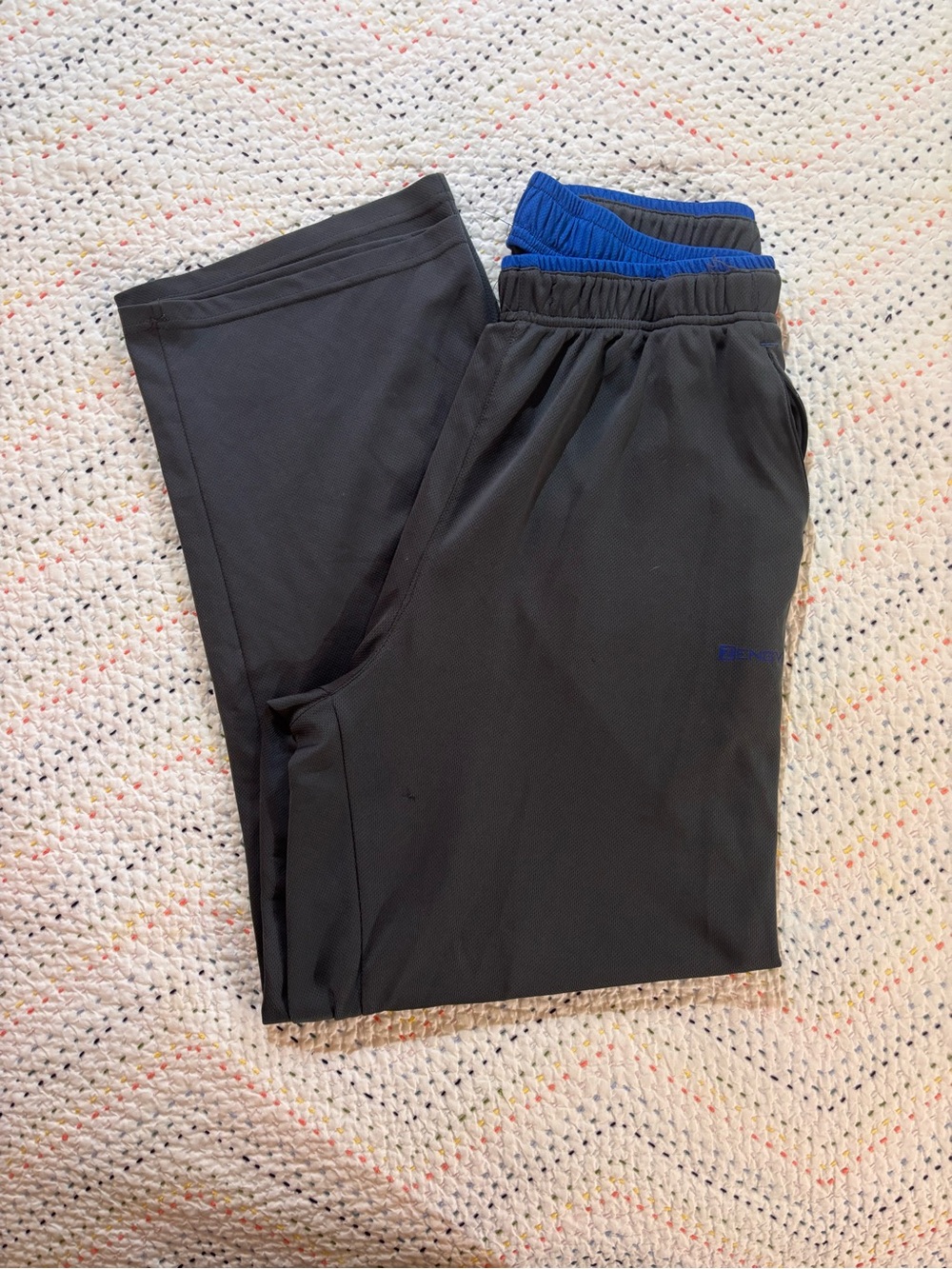 Men's Black Jogger Pants with Blue Waistband Trim